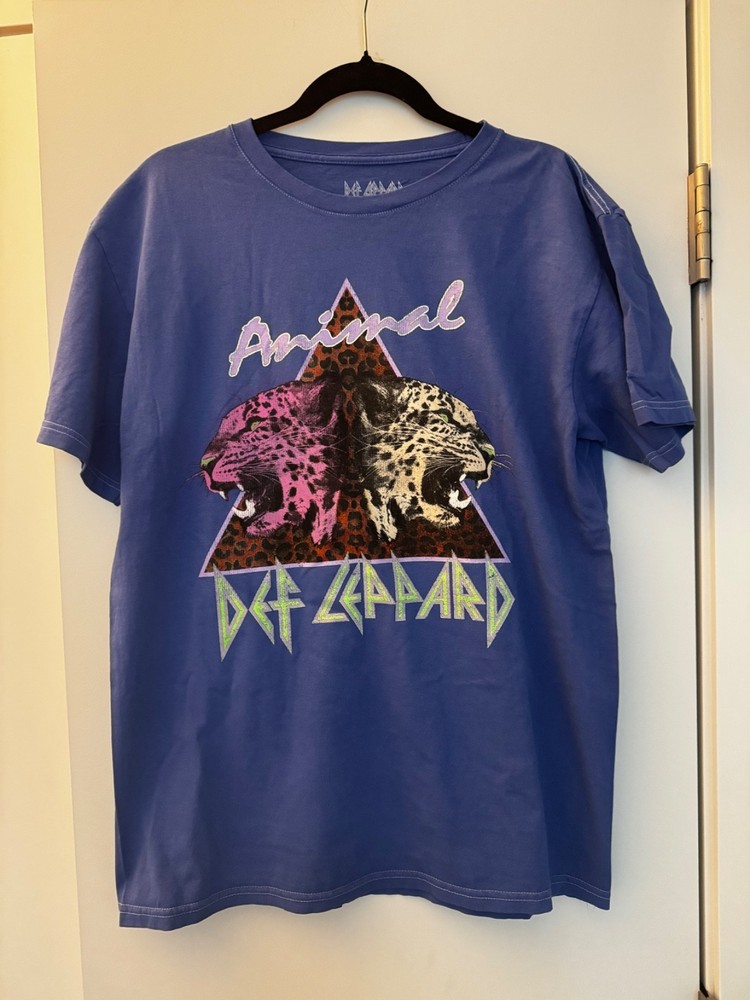 Def Leppard Periwinkle Blue Band Tee Size L Perfect Condition