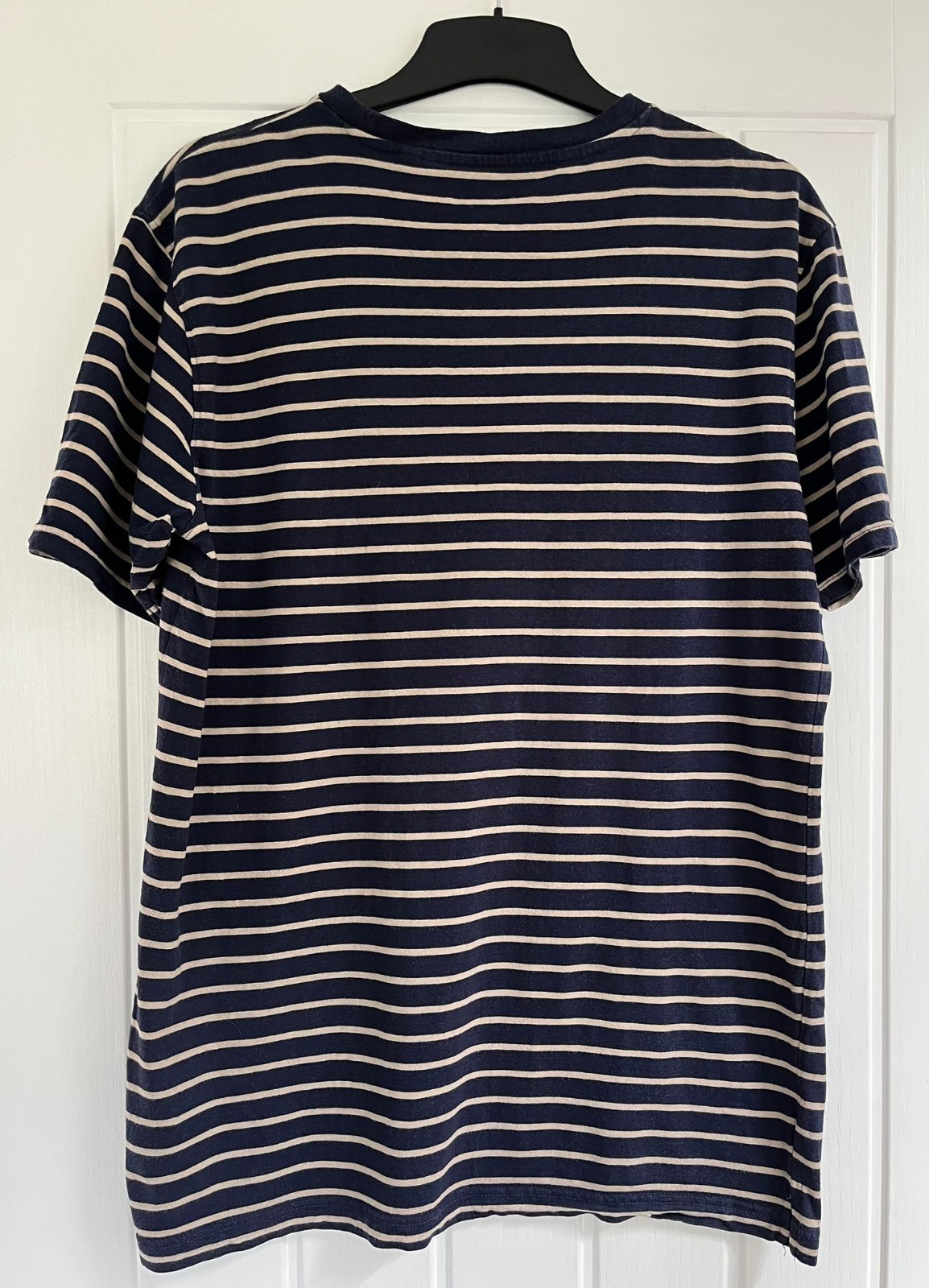 Luke Sport Men's Navy Beige Striped T-Shirt Large Crew Neck Cotton Modal gallery
