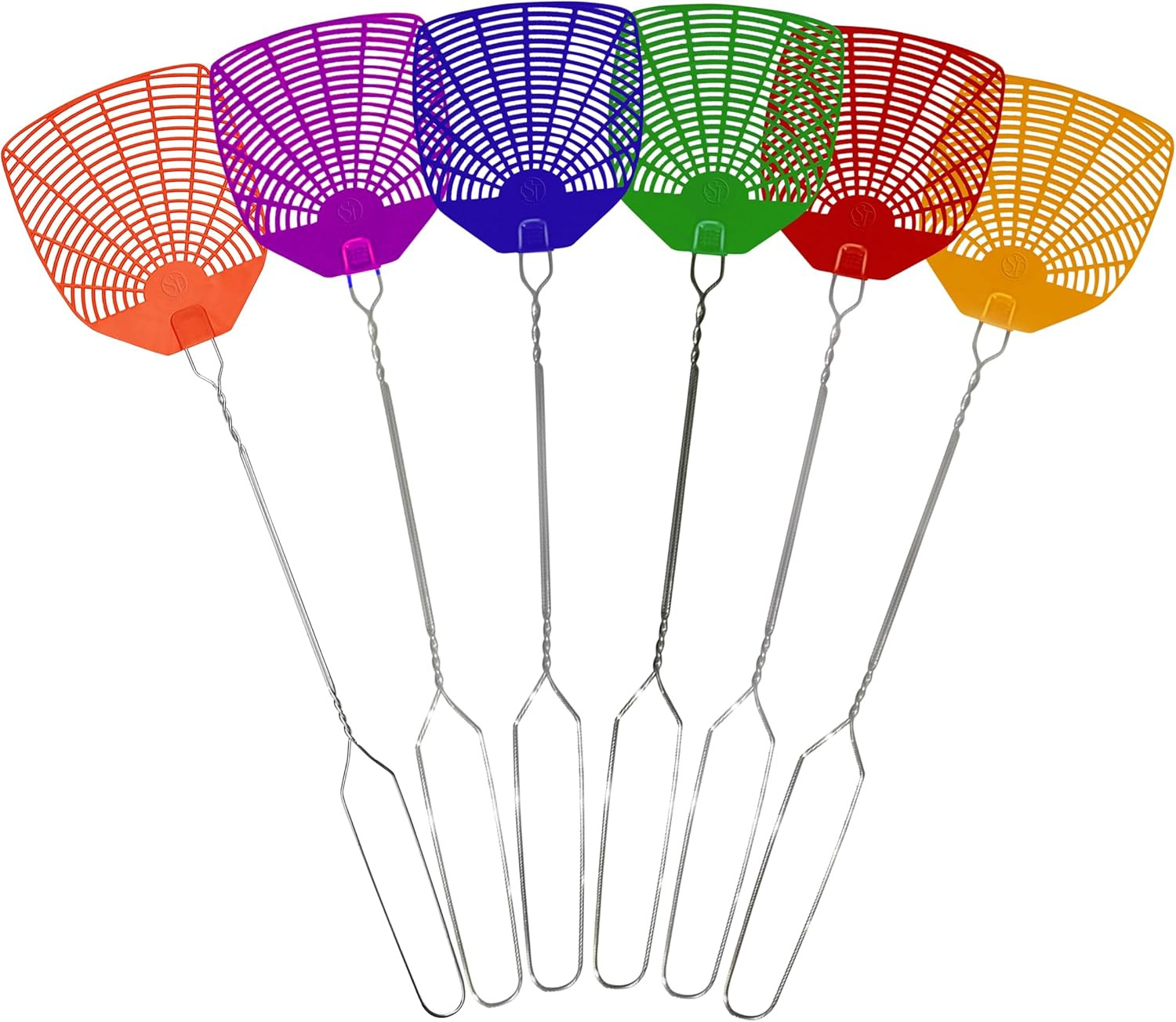 6 Pack Fly Swatters Heavy Duty Metal Handle Indoor Outdoor