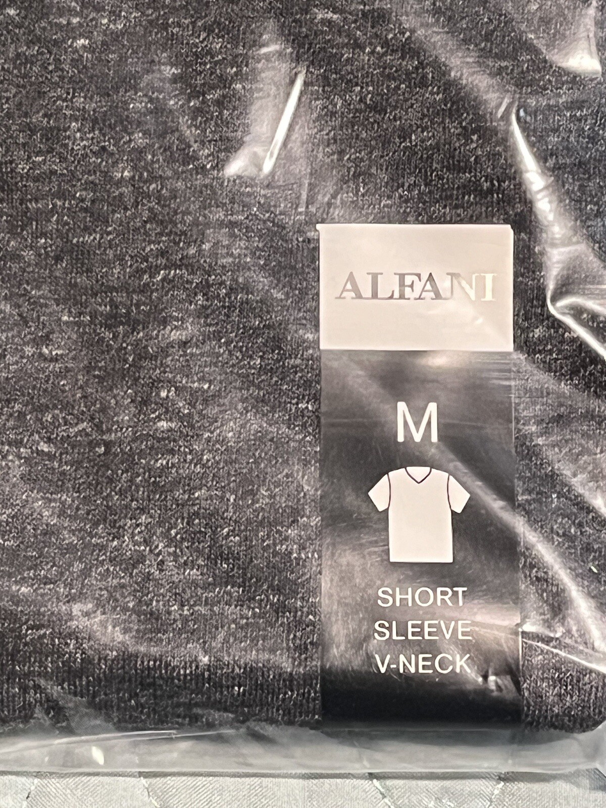 Alfani T Shirt Mens Medium Heather Gray V Neck Tee Short Sleeve Poly Cotton NWT gallery
