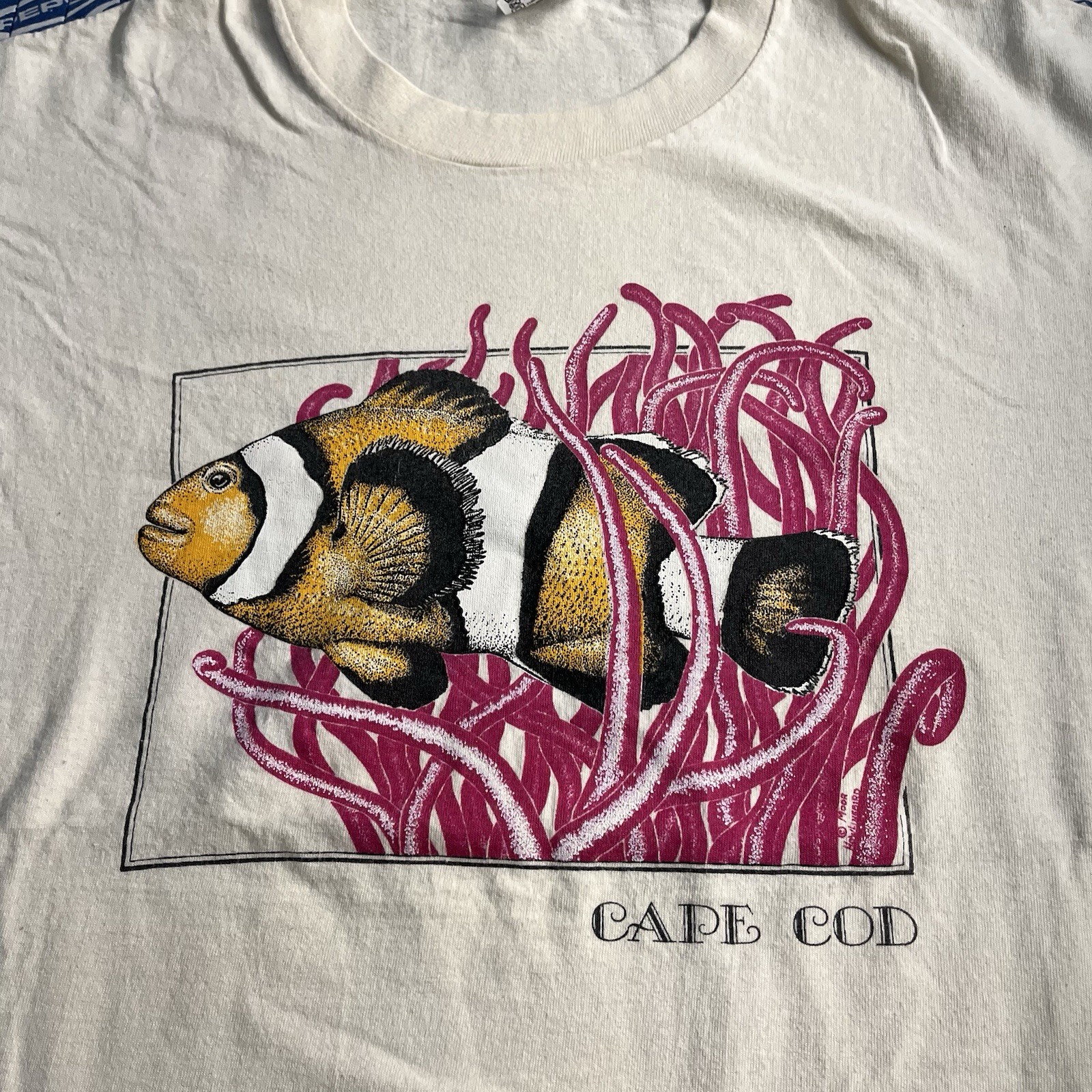 Vintage 90s Cape Cod Ocean Aquatic Clown Fish T Shirt White Size Large Men’s gallery