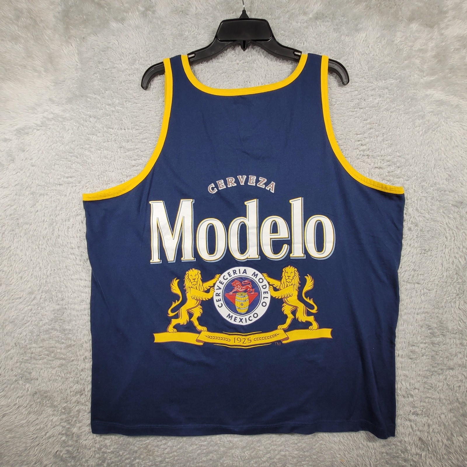 Modelo Tank Top Mens 3XL Blue Cerveza Graphic Sleeveless Beer Shirt 2 sided gallery