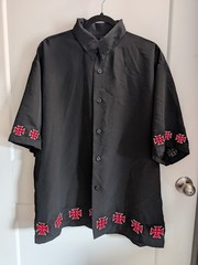 Chopper Style Y2K Button Up USA Biker Design Mens M Oversized Motorcycle Shirt