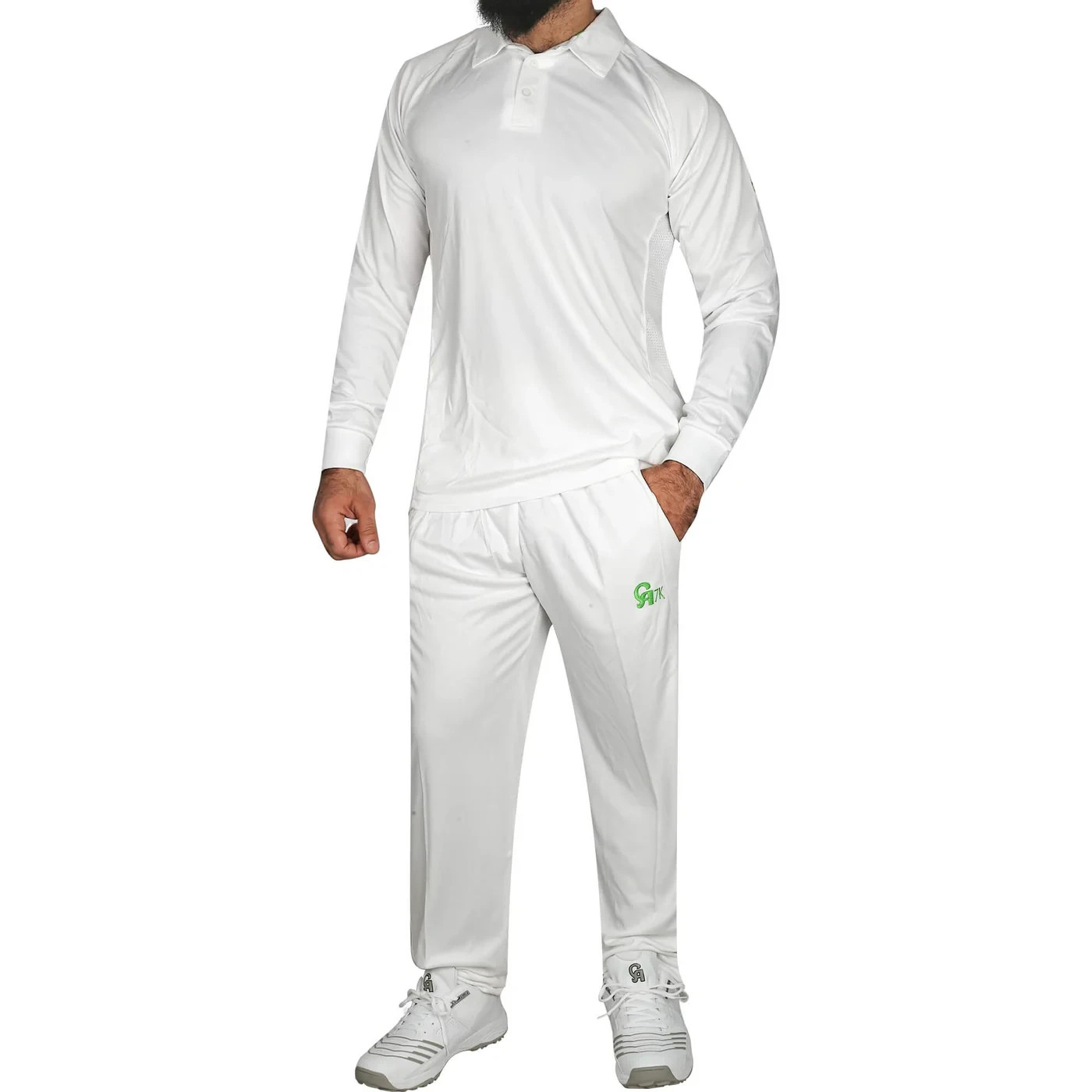 CA White Test Kit Cricket Shirt and Trouser Set Long Sleeves - Cricket Uniform gallery