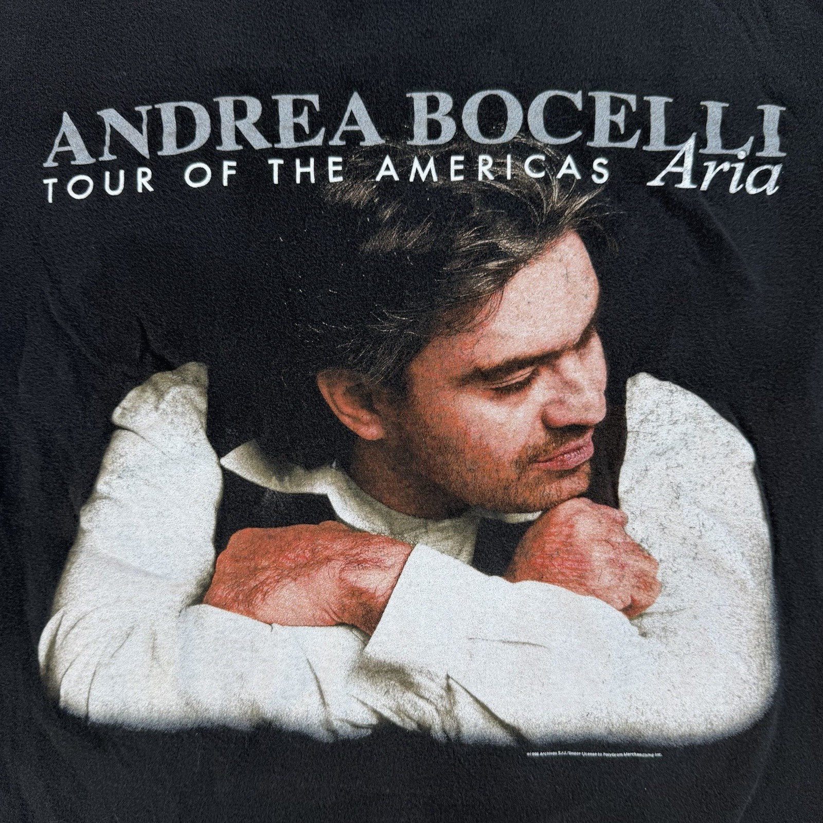 Vintage 1998 Andrea Bocelli Aria Tour of the Americas T-Shirt Polygram Medium gallery