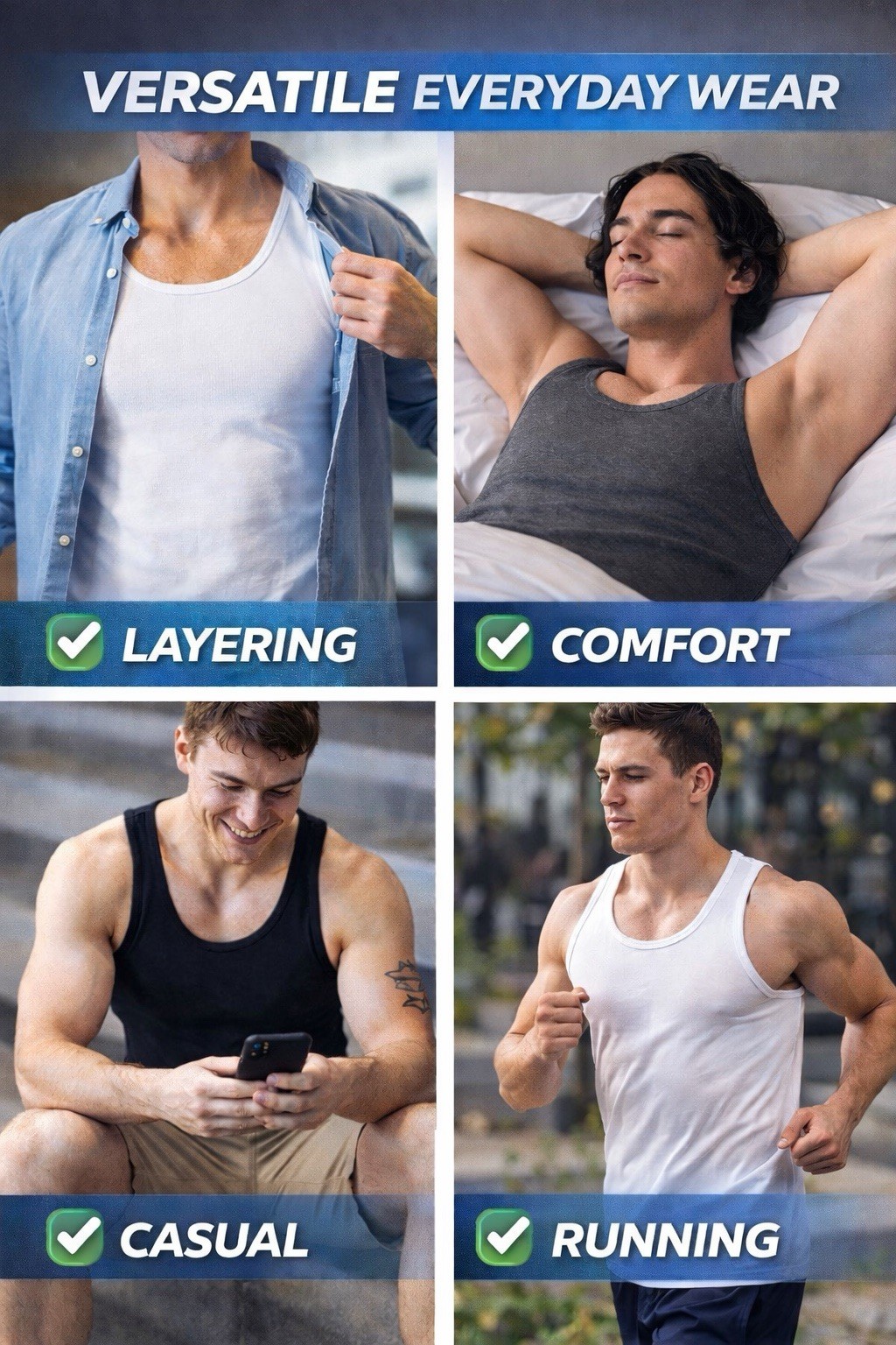 Men 100% Cotton Tank Tops Value 6-Pack Breathable Undershirts Gym Everyday Wear! gallery