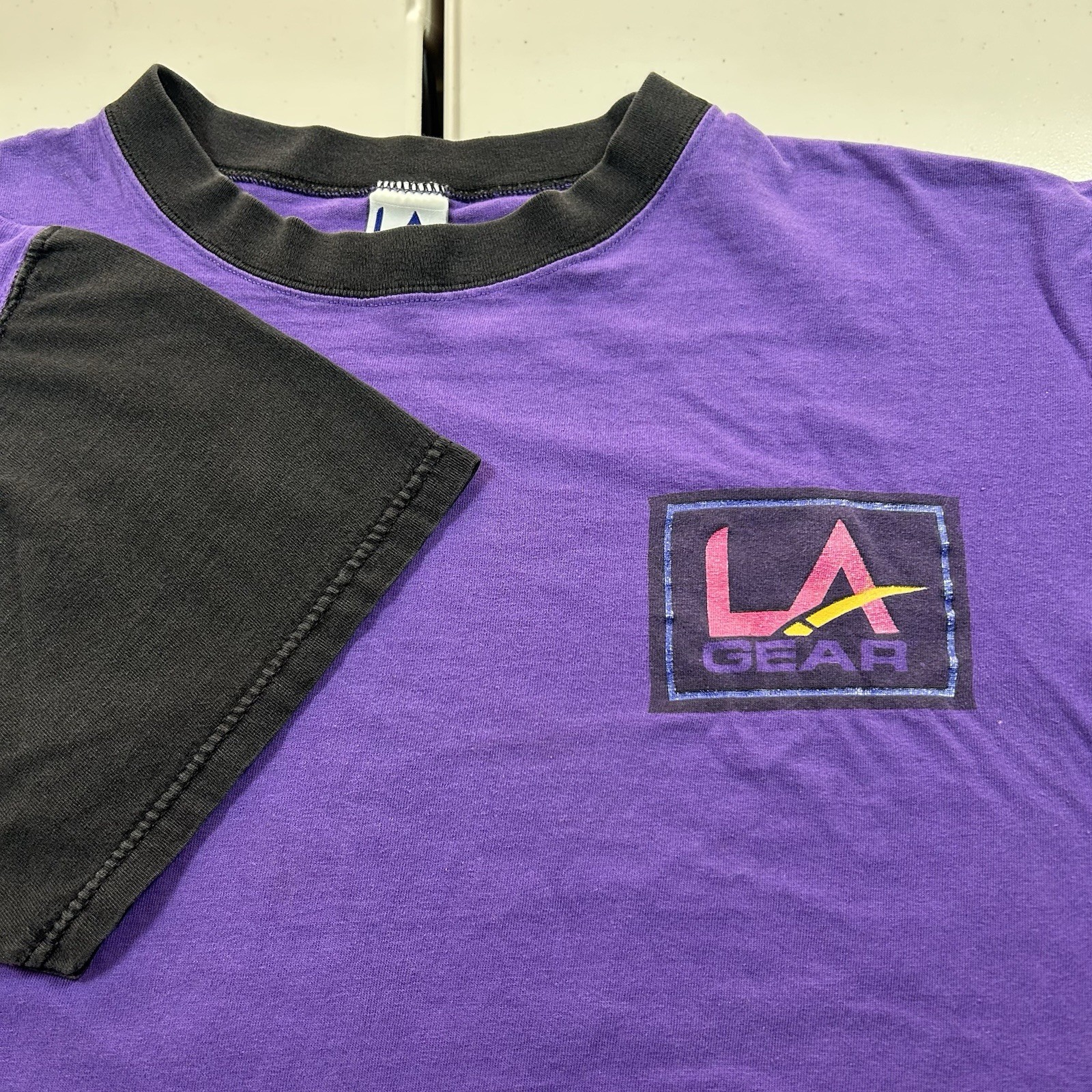 Vintage LA Gear Color Block Shirt Size OSFA Fits Large Boxy 80s 90s Workout Gym