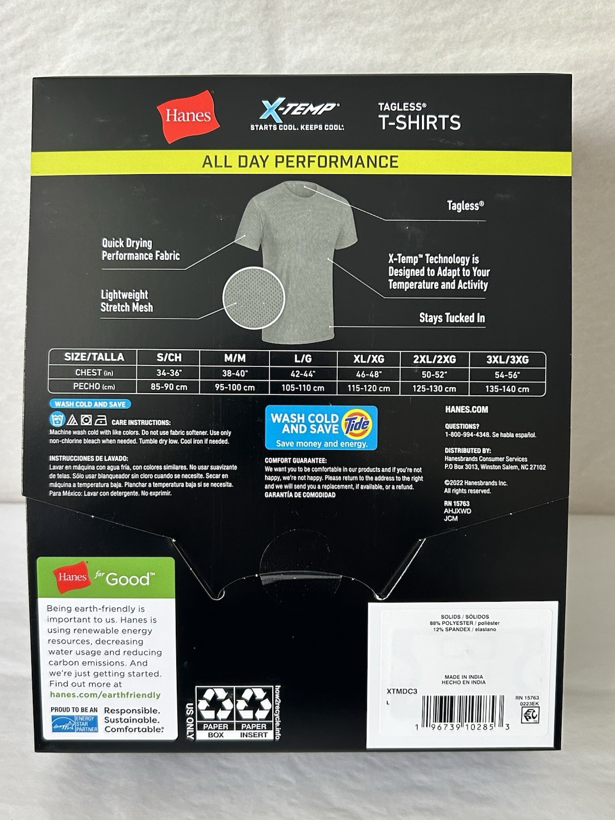 NEW Hanes 3-PACK T-shirt Tee X-Temp Breathable Mesh Stretch Wicking LARGE (HB13) gallery