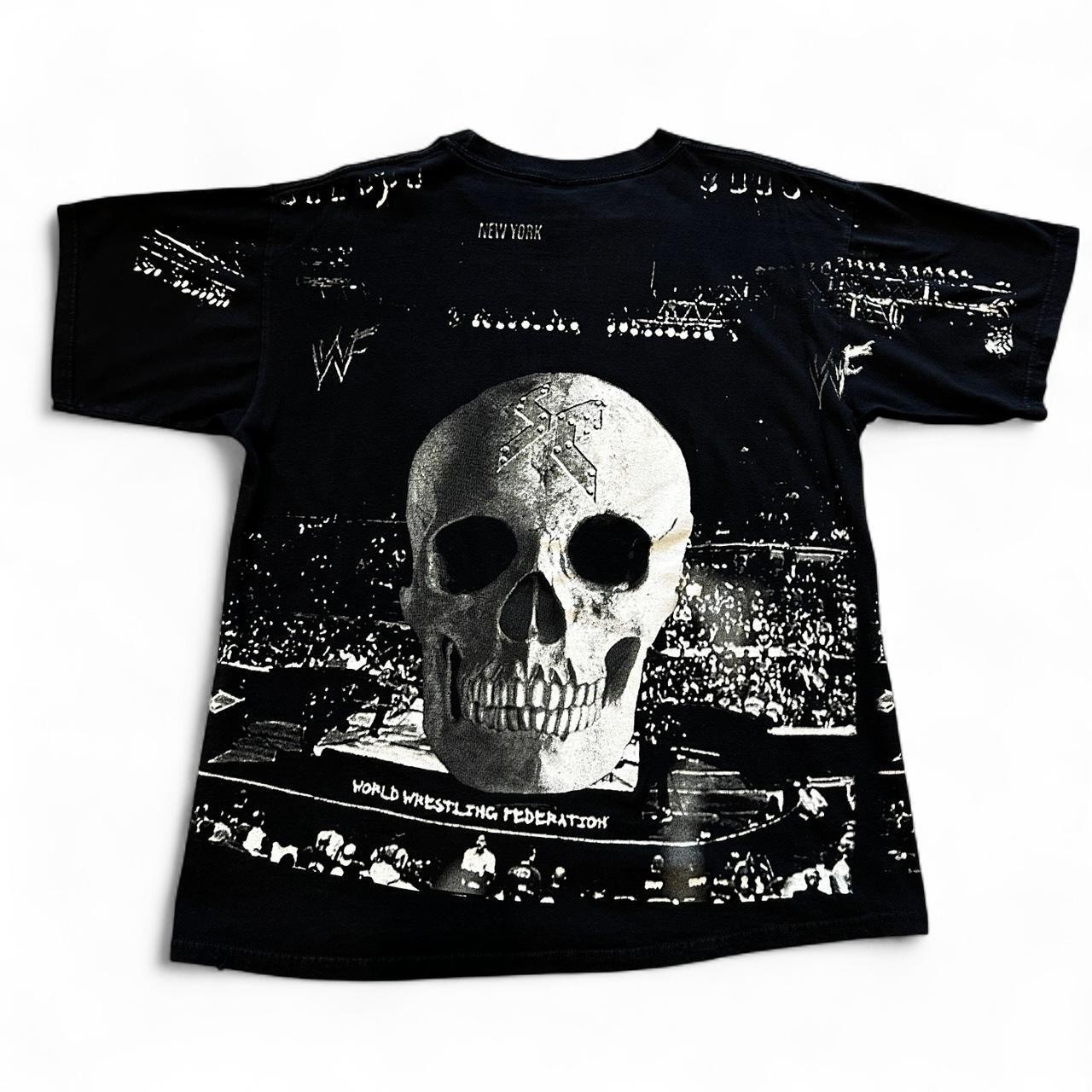 Vtg Stone Cold 1999 AOP Skeleton Shirt Mens L Black 90s WWF Wrestling Tee WWE gallery