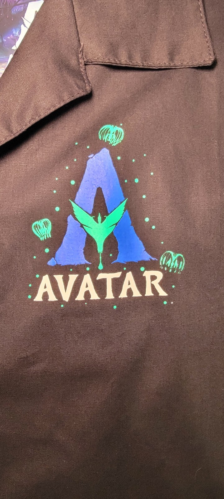 Avatar Pandora Camp Shirt Men Large Black Button Front Disney World Animal... gallery