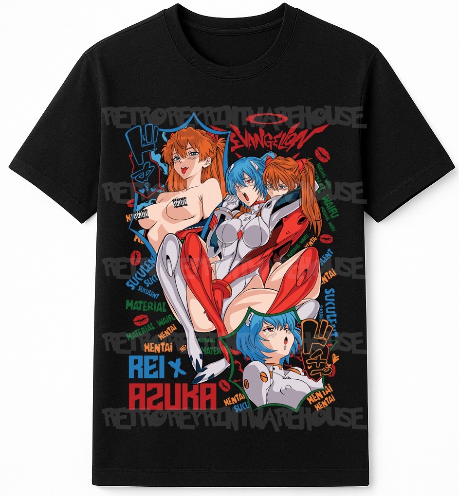 Neon Genesis Evangelion Rei Asuka Anime Waifu Manga Graphic T-Shirt gallery