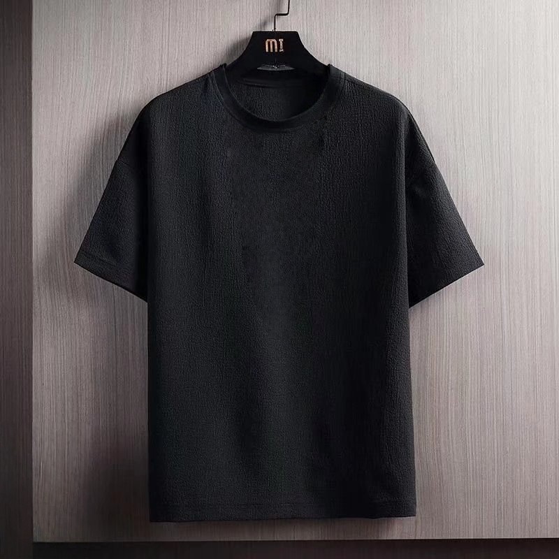 New Men's Polyester Fiber Plain Crew Neck Ice Silk Short Sleeves T-Shirt M-3XL gallery