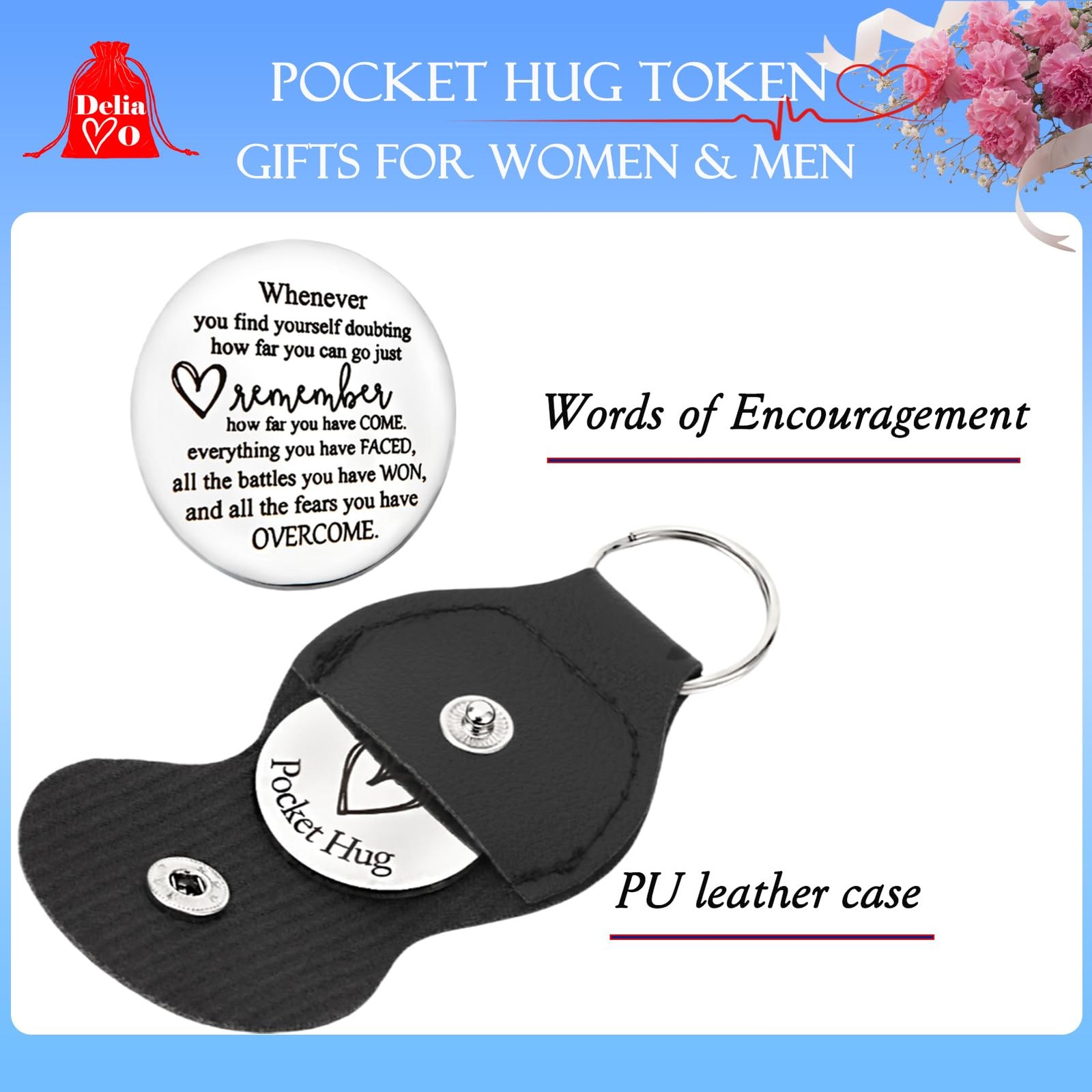 Pocket Hug Token Keychain for Women & Men - Inspirational Gifts for Him & Her - gallery