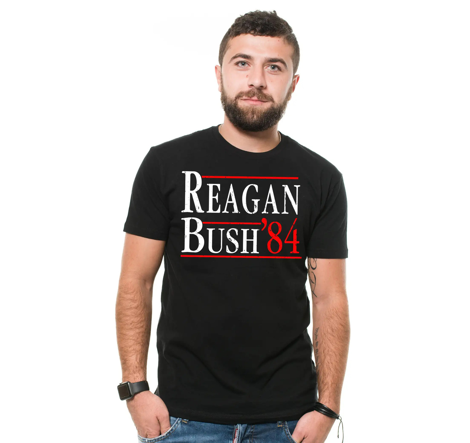 Reagan Bush '84 Election T-Shirt Political Patriotic Republican 4th Of July Tees gallery