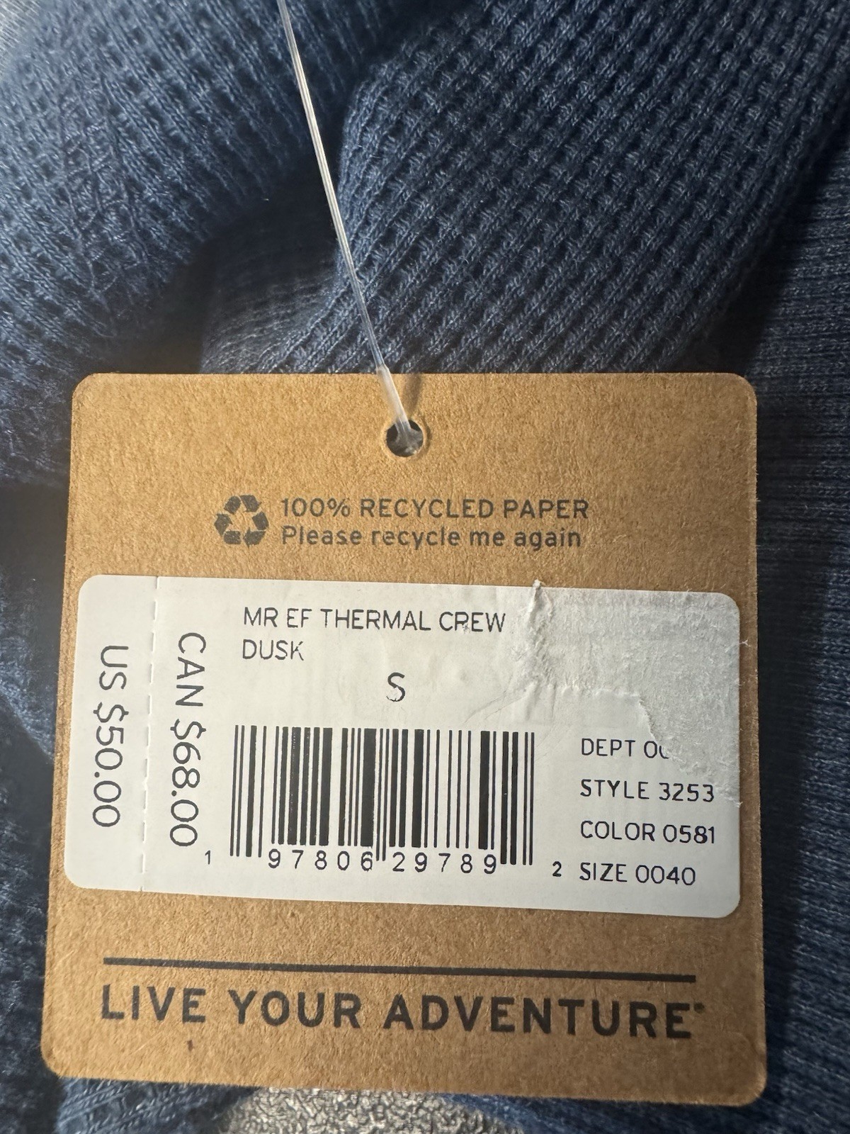 Eddie Bauer Men's Small Long Sleeve Thermal Crew. New With Tags! gallery