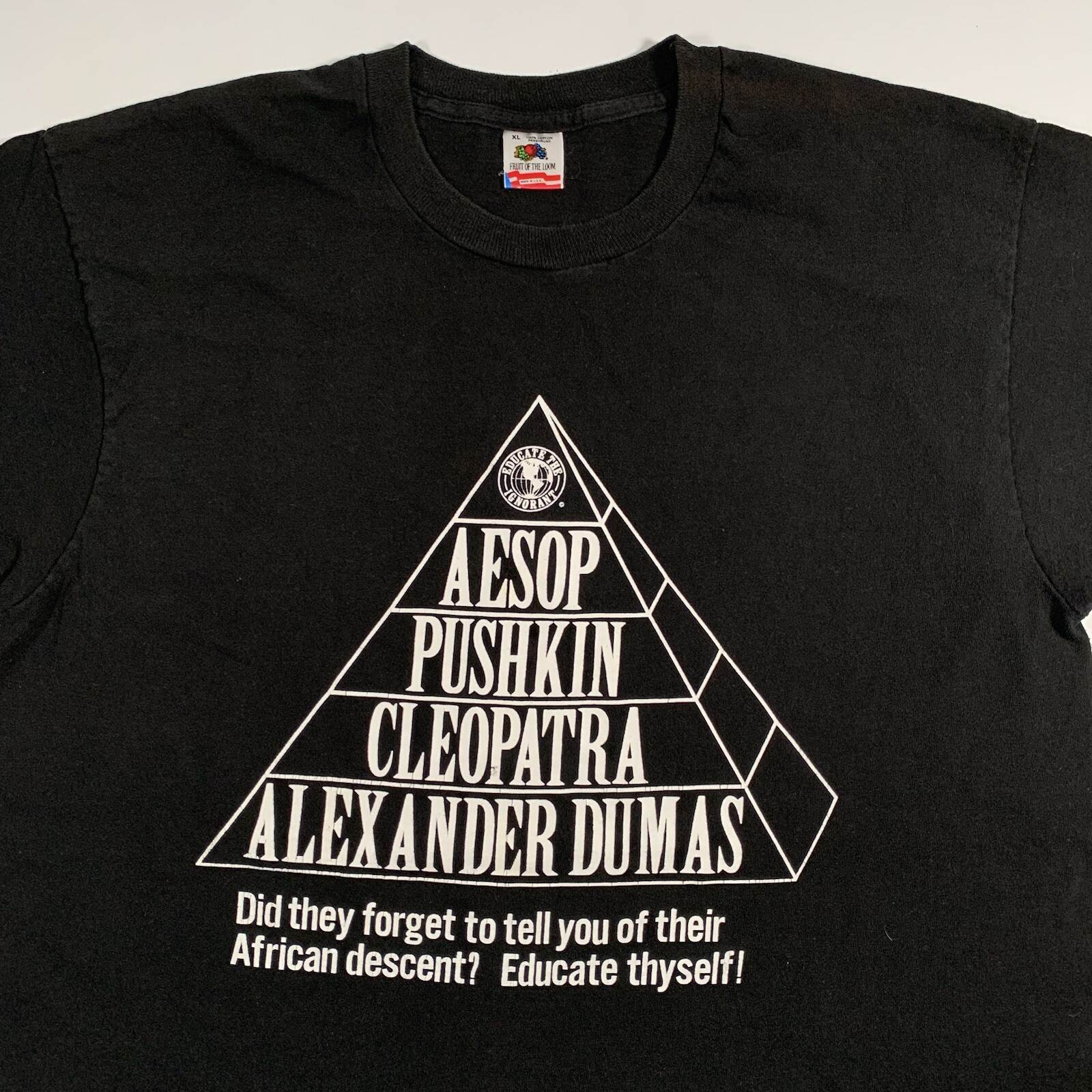 VTG 90s Educate The Ignorant African Descent T-Shirt XL Aesop Pushkin Cleopatra