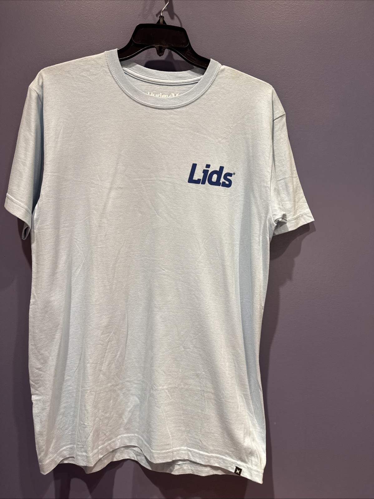 Mens Large Hurley Lids Vintage Tshirt Blue Wolfe Stains Hanger Marks Distress 99 gallery