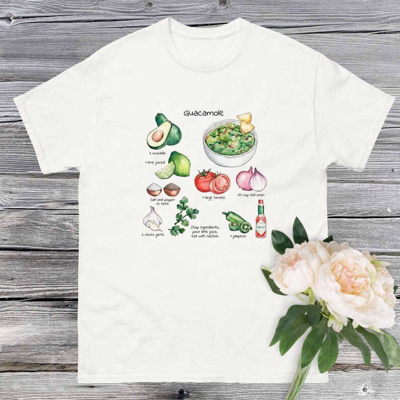 Watercolor Guacamole Recipe Comfort T-Shirt Foodie Avocado Gift gallery