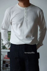 BOB DONG Fall Winter Basic Shirt Cotton Men’s Long Sleeve Henley Shirt Slim Top