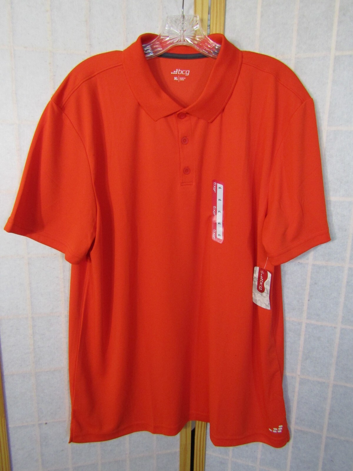 NWT BCG Men’s Training Coaches Polo Spicy Orang1/4 Button Polo Shirt Men’s XL