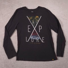 Life Is Good Shirt Mens Medium Black Explore Graphic Long Sleeve Tee Outdoor