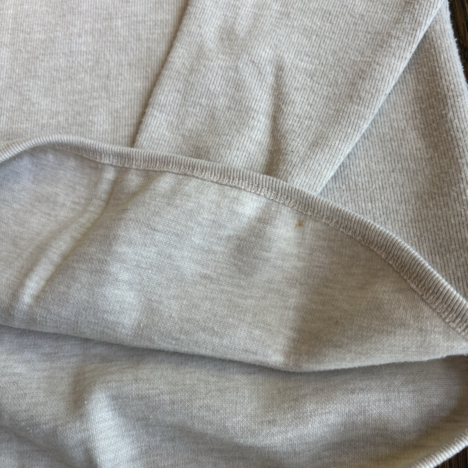 Vtg 90s Shaver Lake Knit Henley Mens S Cream Ribbed Thermal Pullover Sweater gallery