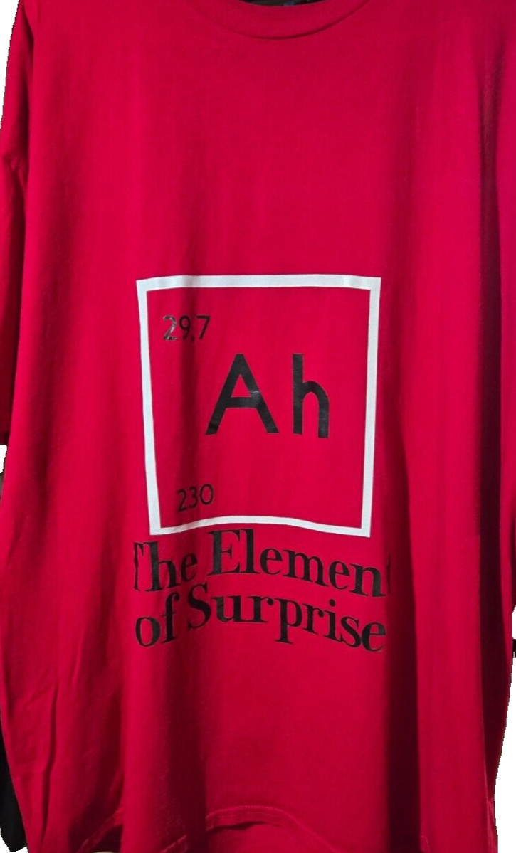 Brisco Apparel Periodic Table "Ah" The Element of Surprise Red Novelty T-Shirt gallery