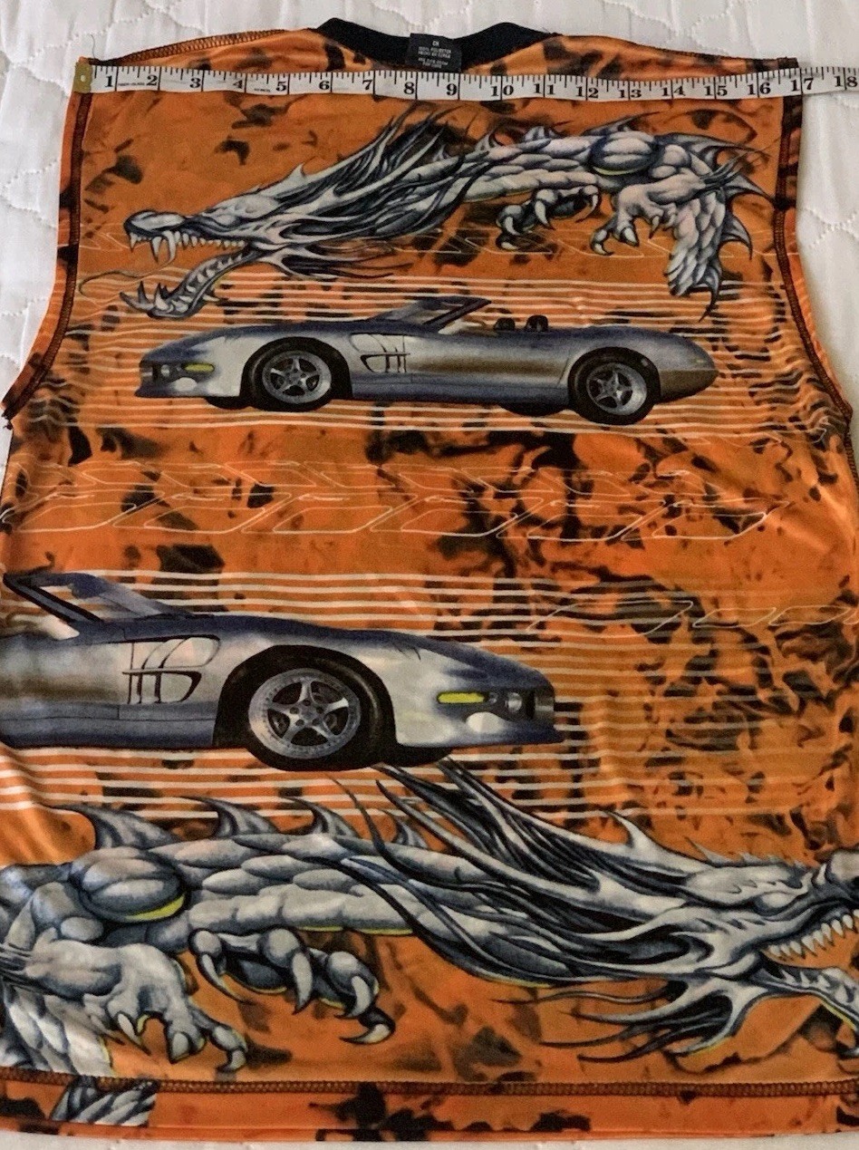 No Boundaries Tank Top Mens S Red Dragon Honda Car Sheer Transparent Y2K Rare Vg gallery