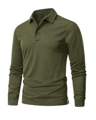 Men’s Polo Shirt Quick Dry Performance Lightweight Sports Long Sleeve T-Shirts