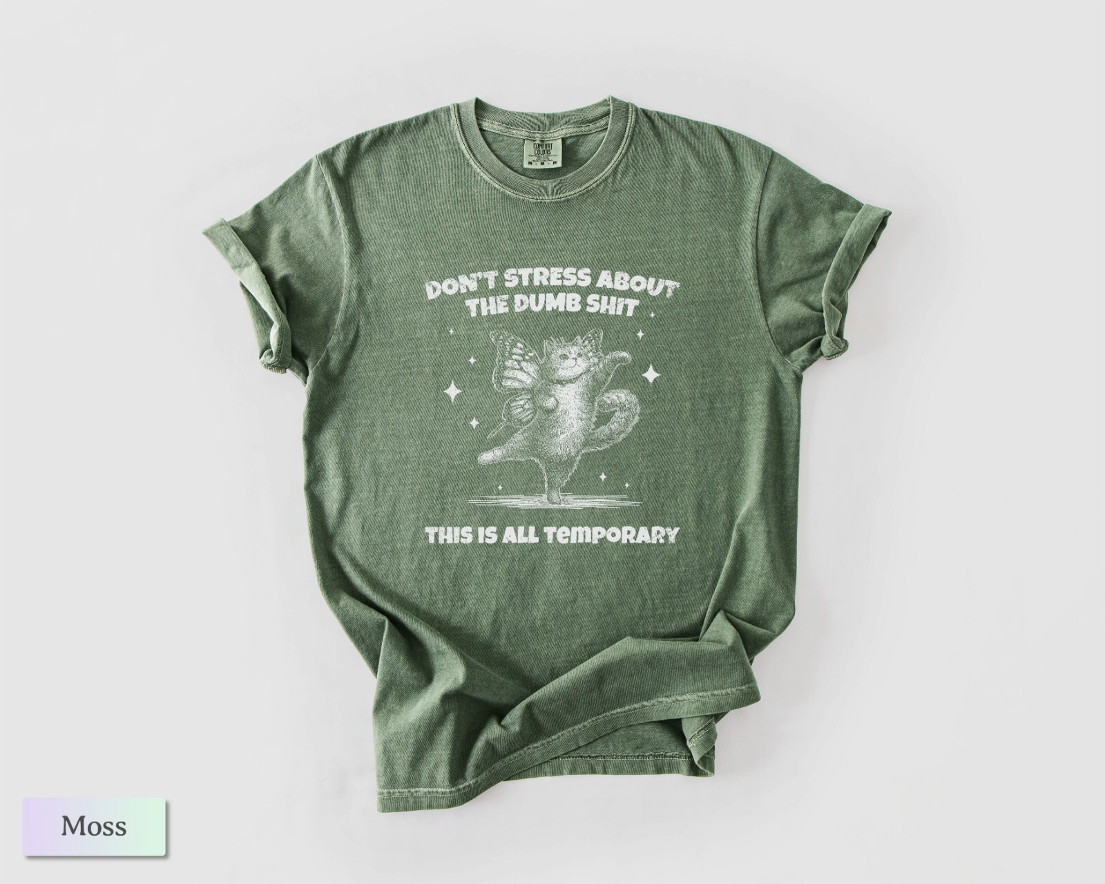 Don’t Stress About Dumb sh*t, Unisex Comfort Colors® Shirt, Butterfly Cat,CE234 gallery