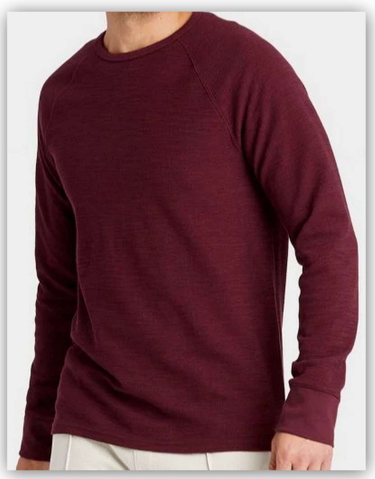 Men's Long Sleeve TEXTURED PULLOVER Shirts Crewneck Goodfellow gallery