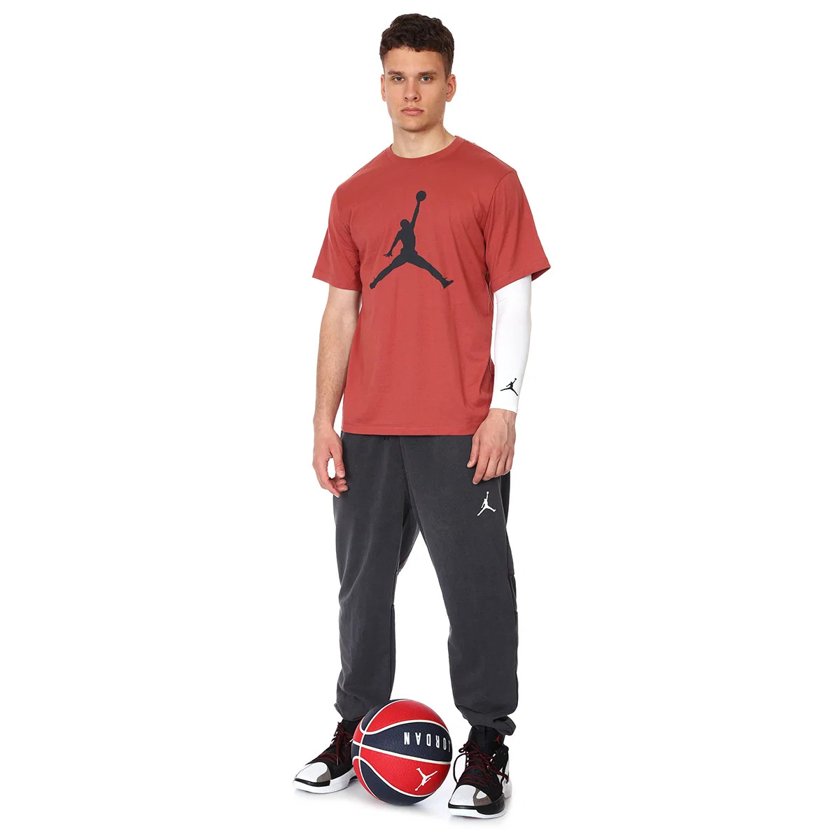 Nike Air Jordan Jumpman Logo Tee Mens T-Shirt Red Size L Casual Top gallery