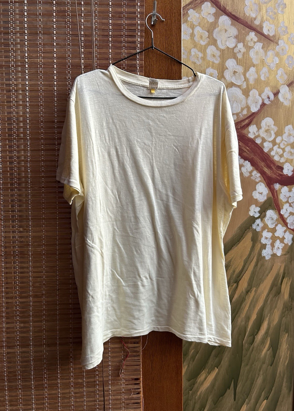 Velva Sheen Rolled Tee In Oatmilk Tube Knit Tubular Loopwheeled Made In USA XL