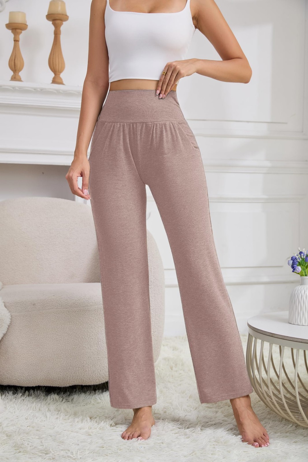 3 Pack Women's Petite Sweatpants, Casual Wide Leg Pants Loose Fit Lounge Pant... gallery