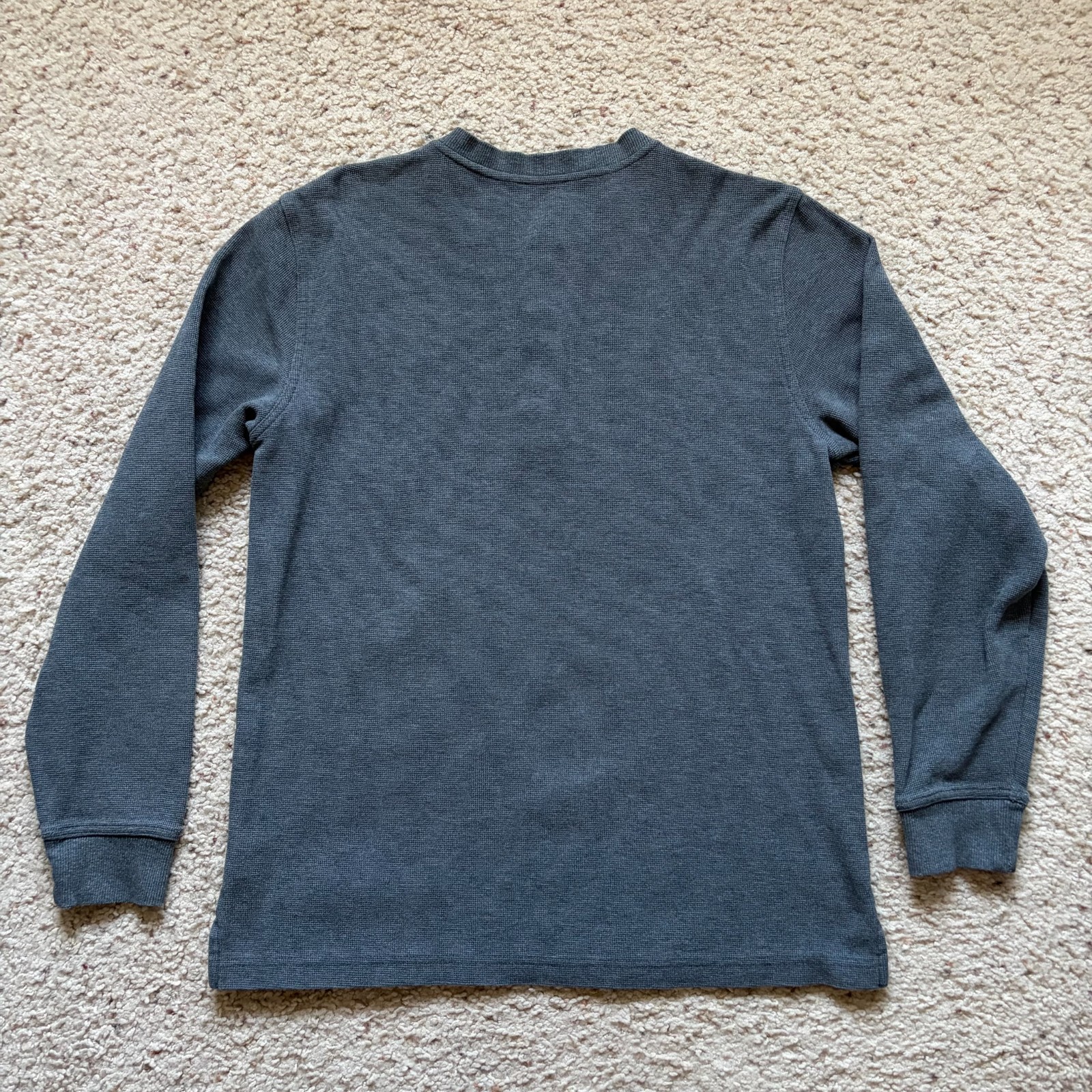 L.L. Bean 3 Button Waffle Knit Long Sleeve Henley Shirt Mens M Grey Slim 502225 gallery