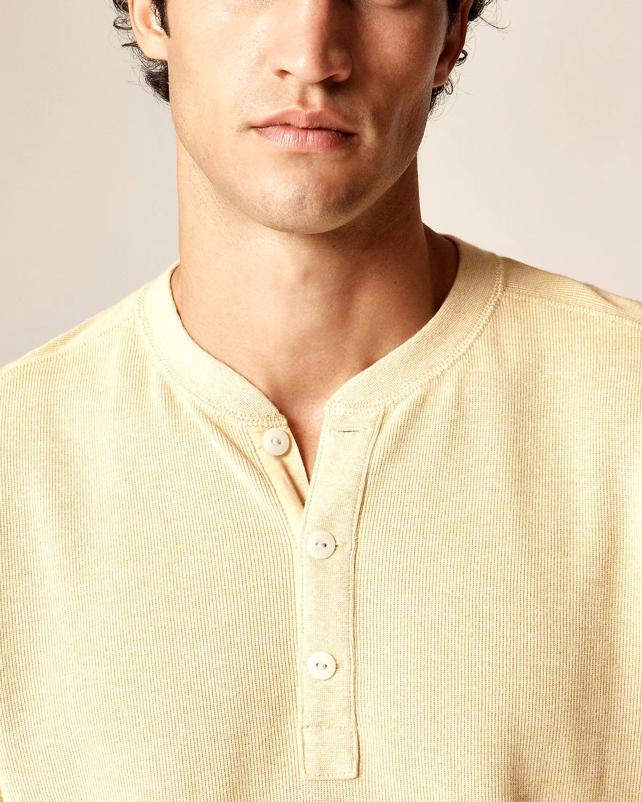 J. CREW Jacquard rib-knit henley in Heather Ginko (Yellow) Size S NWT $98 CL754 gallery