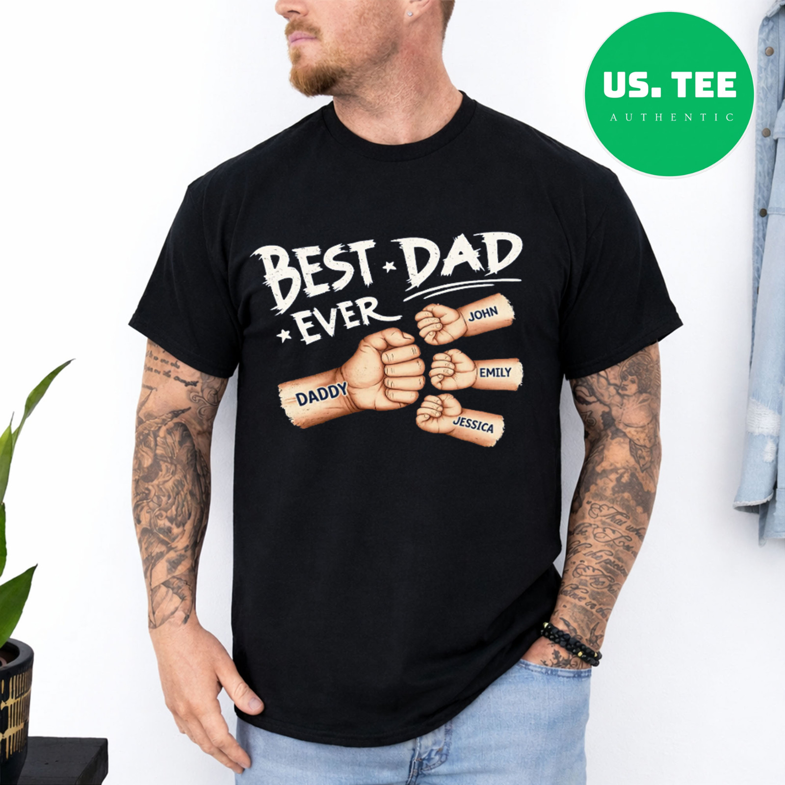 Personalized Father's Day T-Shirt Custom Kids Names Dad Gift Tee for Father gallery