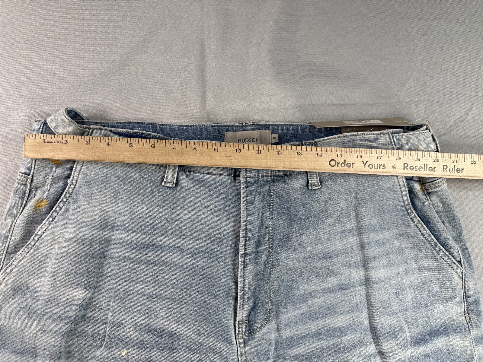 Hudson Cargo Pants Mens 40 Light Wash Denim Vintage Paint Splatter Distressed gallery