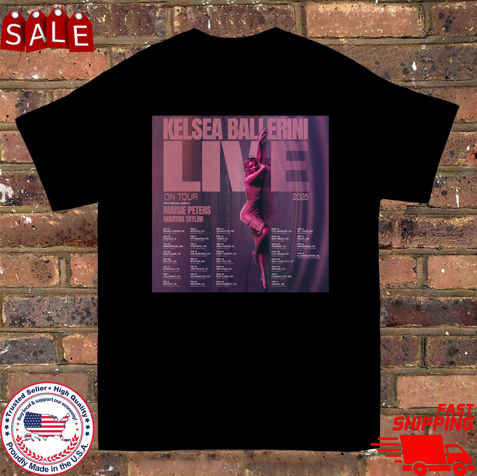 Kelsea Ballerini LIVE ON TOUR Spring 2025 T Shirt Full Size S-5XL