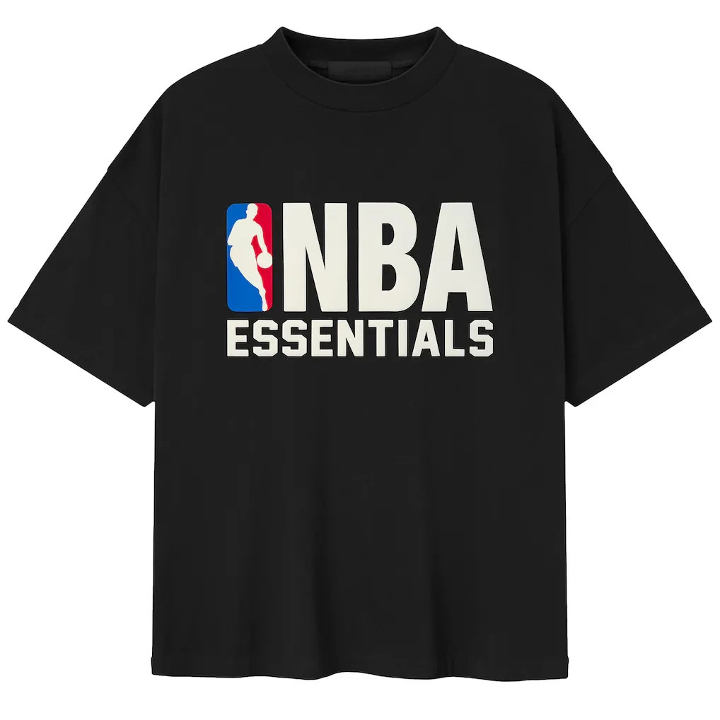 Fear of God NBA Essentials 90s Tee Black Unisex Streetwear Graphic Shirt