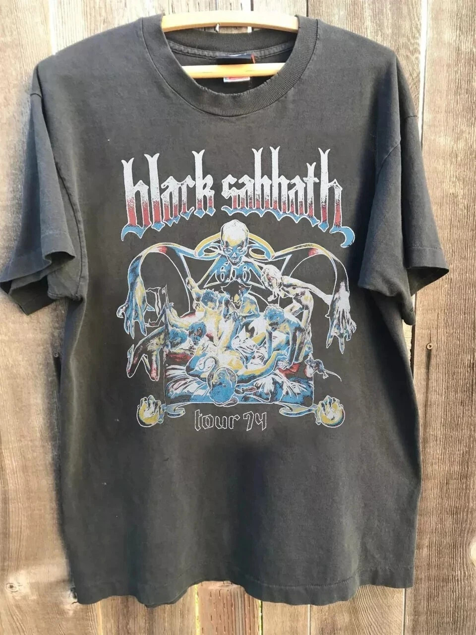 Sabbath US Tour of 1974 Charcoal Reprint Short Sleeve T shirt S-5XL