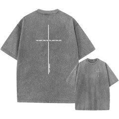 100% Cotton Oversized T-Shirt, Scripture Cross Vintage Streetwear Unisex Tee
