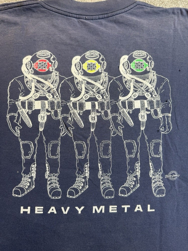 Vintage Blue Naval Experimental Diving Unit Shirt L Navy Diving USN 1980/90s SEE