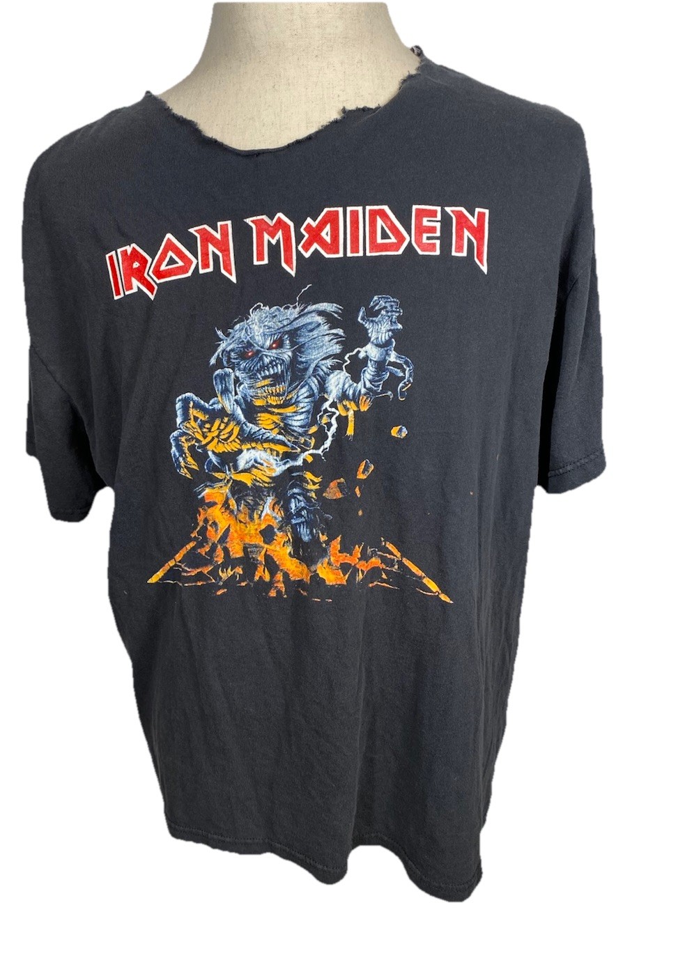Iron Maiden Shirt Vintage Music Rock Band Men’s See Measurements Torn Collar