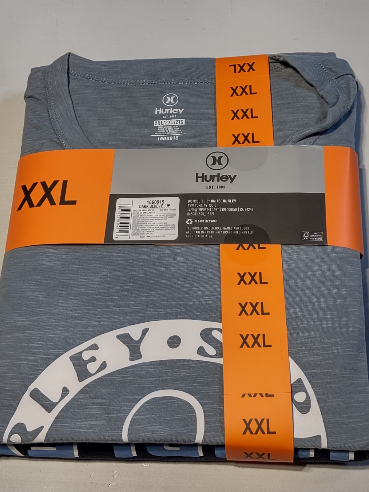 NWT – Hurley – 2 Pack Men’s Graphic Tees – Dark & Light Blue – XXL