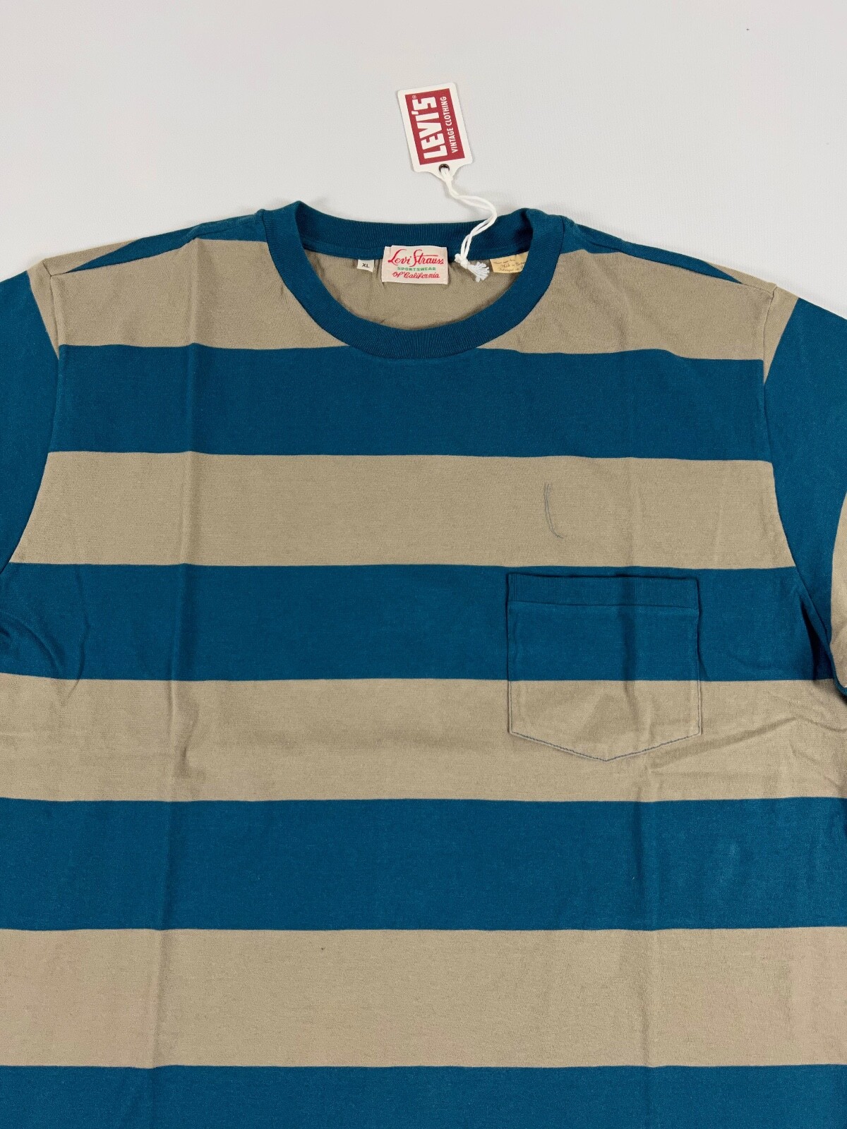 LEVIS VINTAGE CLOTHING LVC 1940’S SPLIT HEM T-SHIRT STRIPE BLUE/GRAY XL NWT gallery