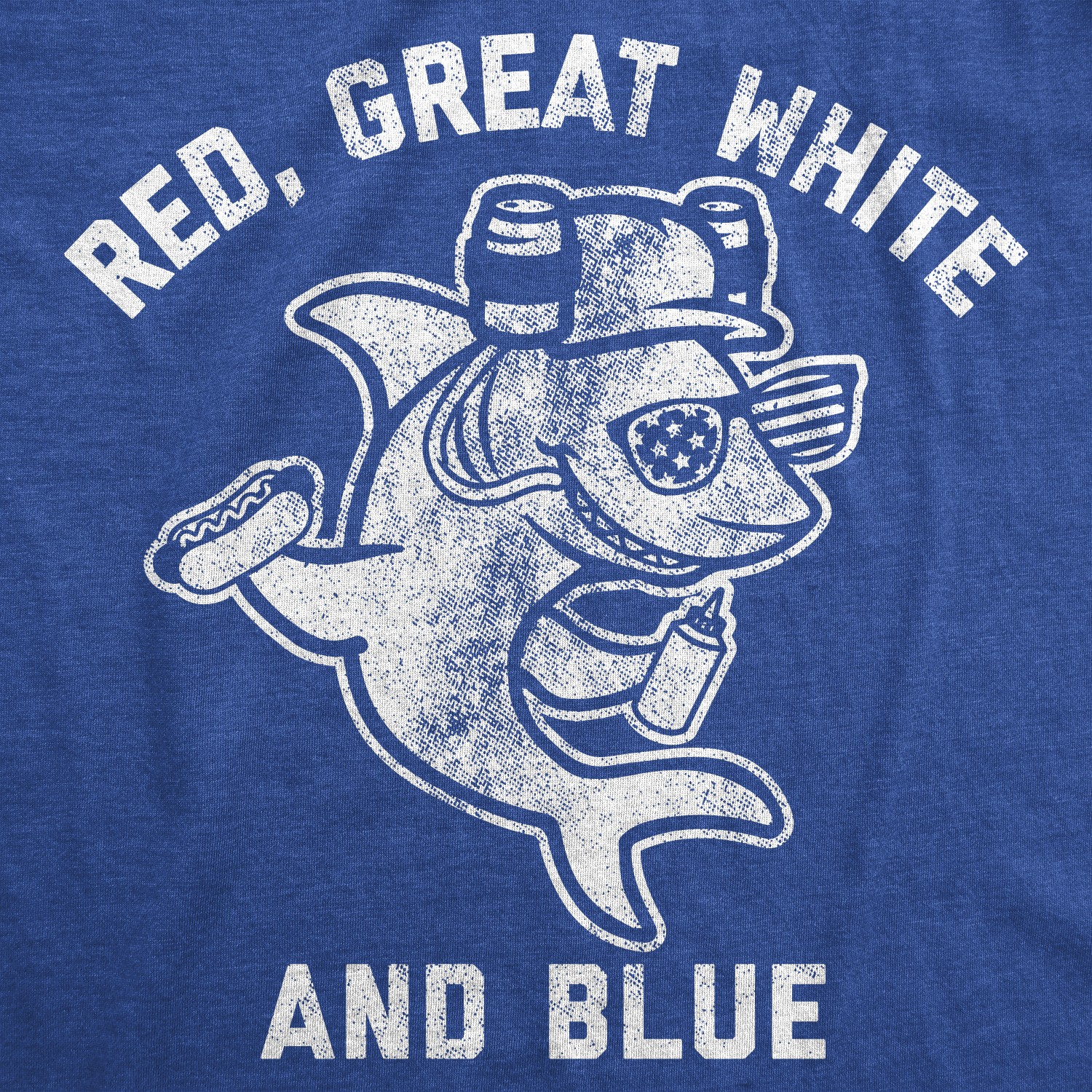 Mens Red Great White and Blue T Shirt Funny 4th Of July Shark USA Patriotic gallery
