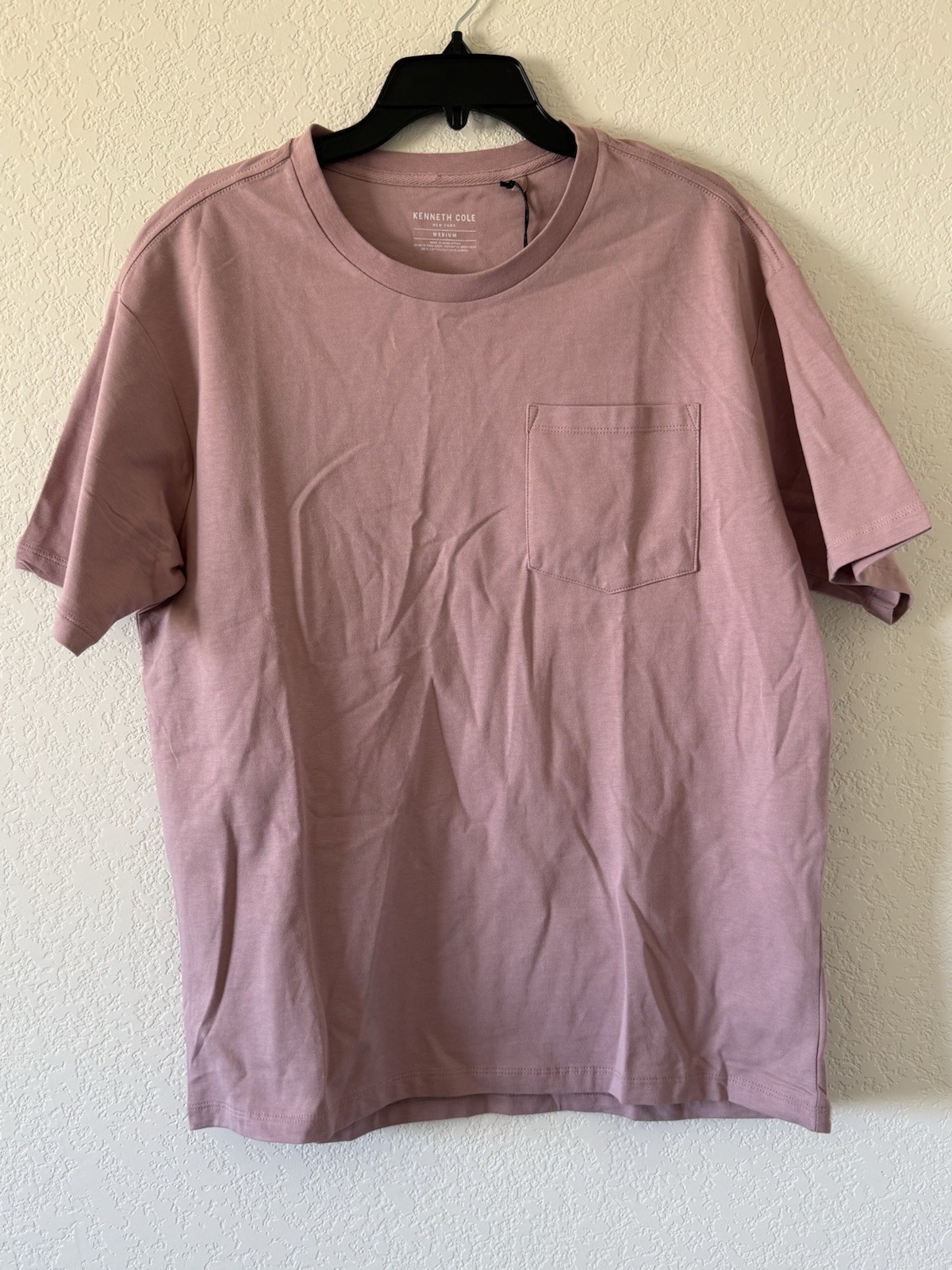 Kenneth Cole Medium 100% Cotton Mauve Knit Pocket Spring T-Shirt NWT $49 gallery