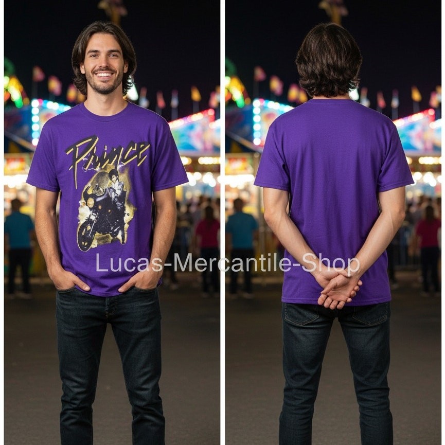 Prince Estate Purple Graphic T-Shirt Men's Large 42-44 Short Sleeve gallery