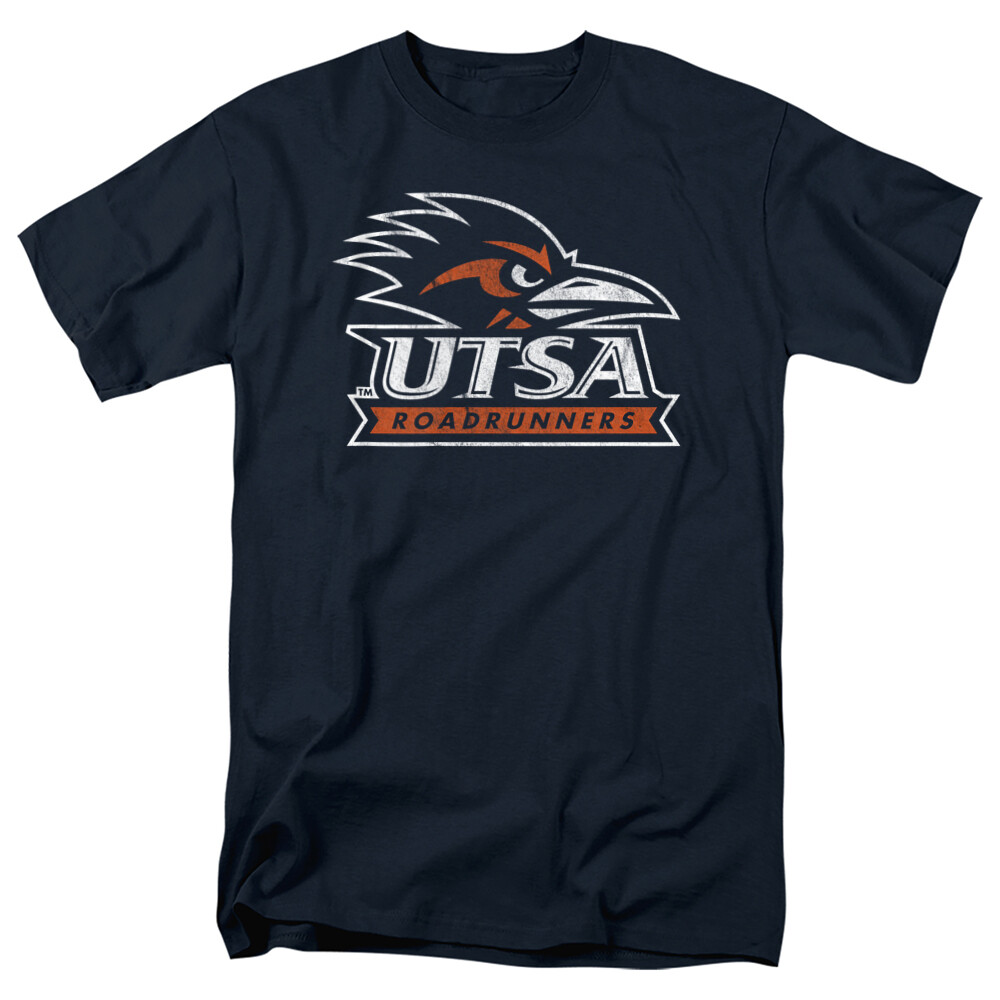 UTSA Adult T-Shirt Distressed Primary Logo, Navy, S-5XL